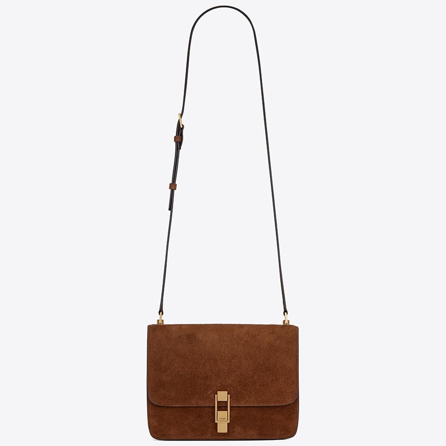 Saint Laurent Le Carre Satchel Bag In Brown Suede Calfskin