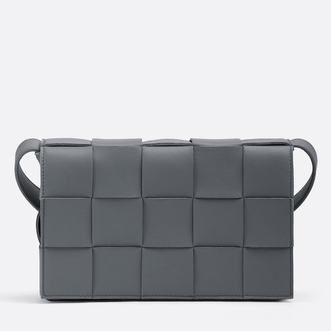 Bottega Veneta Cassett Bag In Thunder Intreccio Lambskin