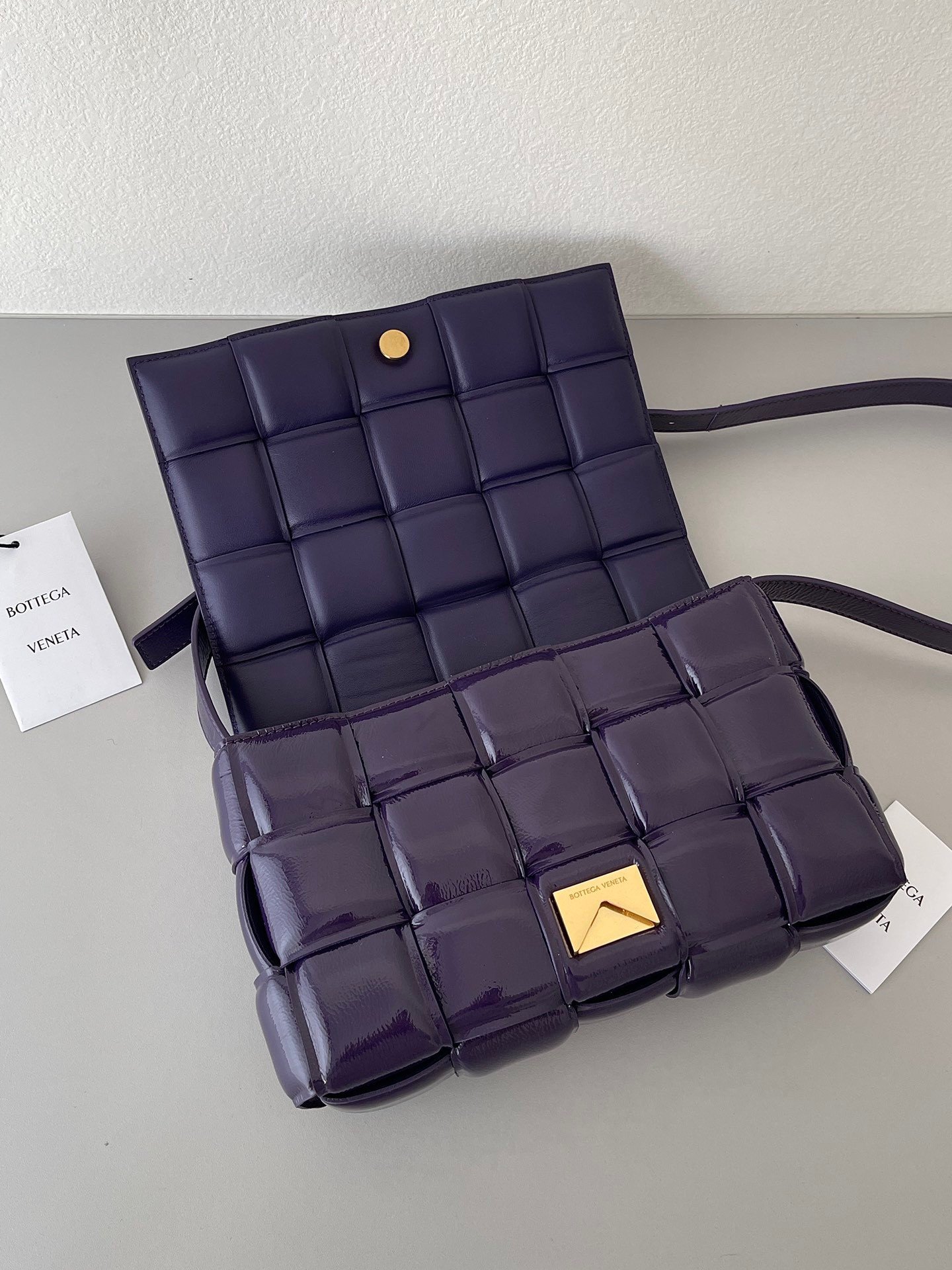 Bottega Veneta Padded Cassette Bag In Purple Intrecciato Deerskin