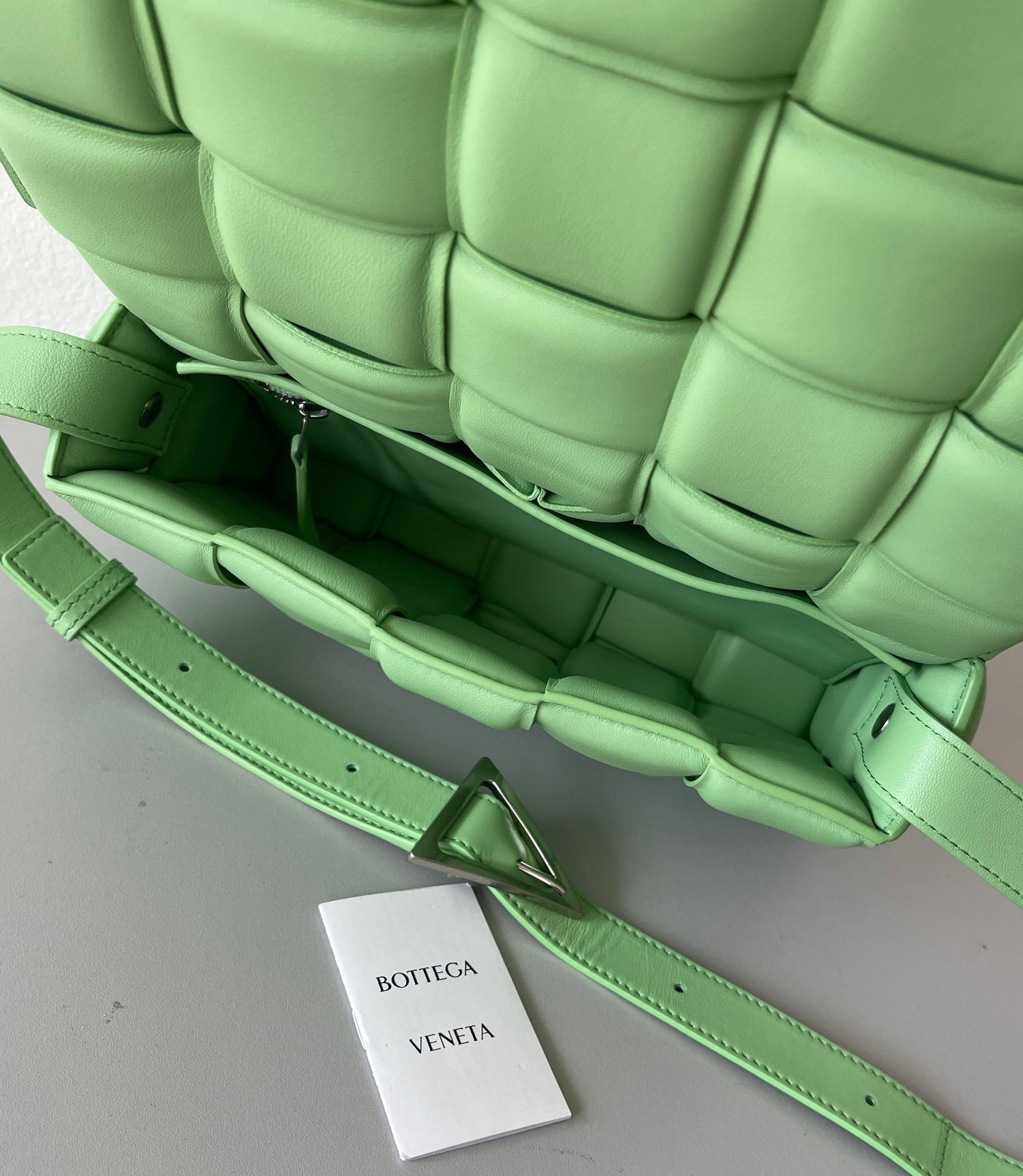 Bottega Veneta Padded Cassette Bag In Acid Green Lambskin