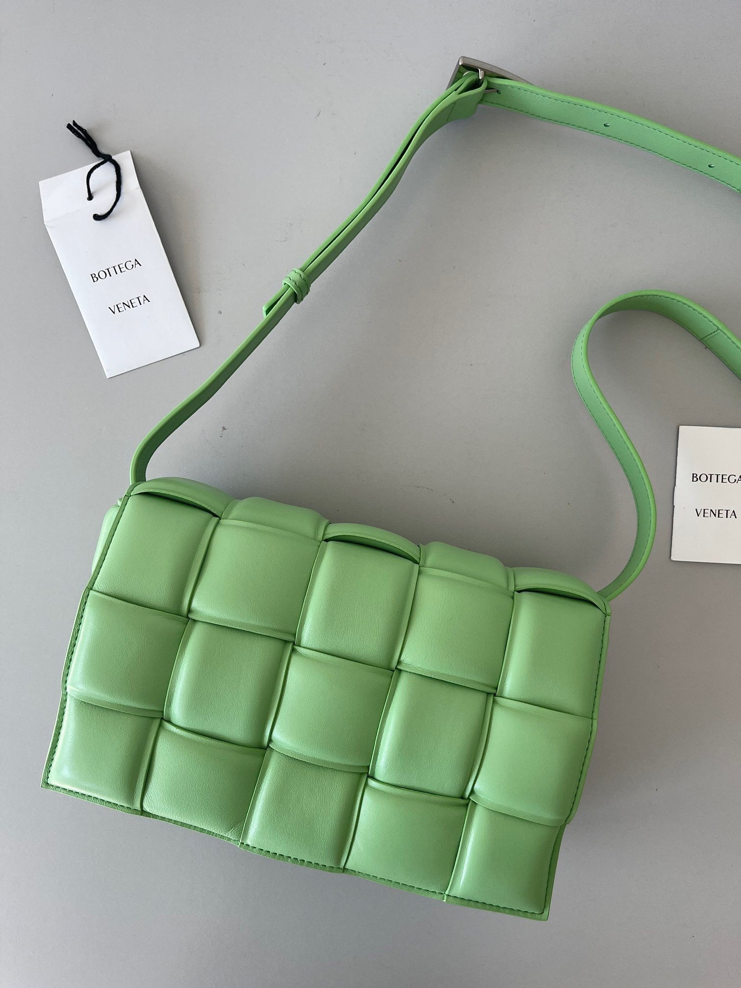 Bottega Veneta Padded Cassette Bag In Acid Green Lambskin