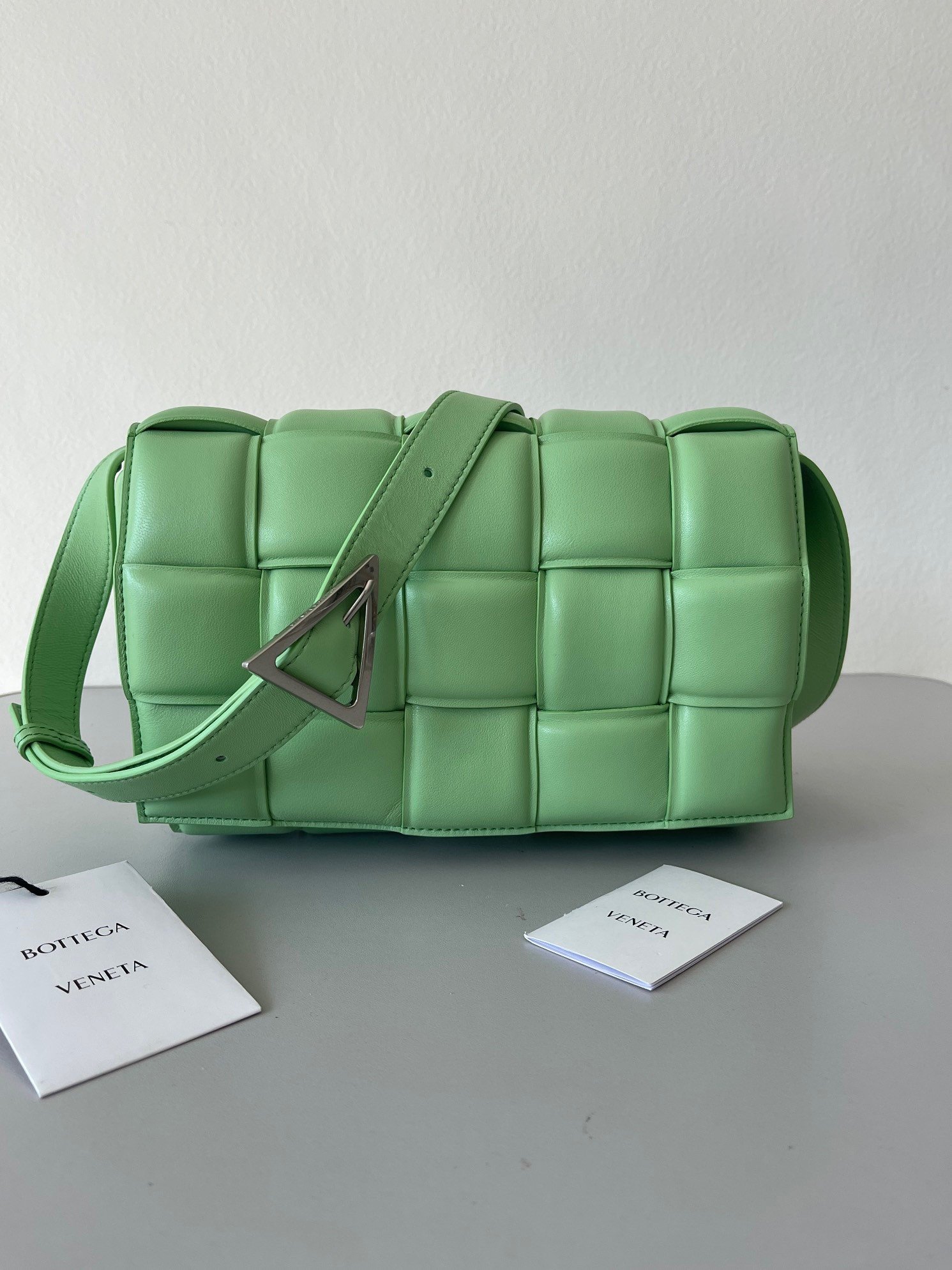 Bottega Veneta Padded Cassette Bag In Acid Green Lambskin