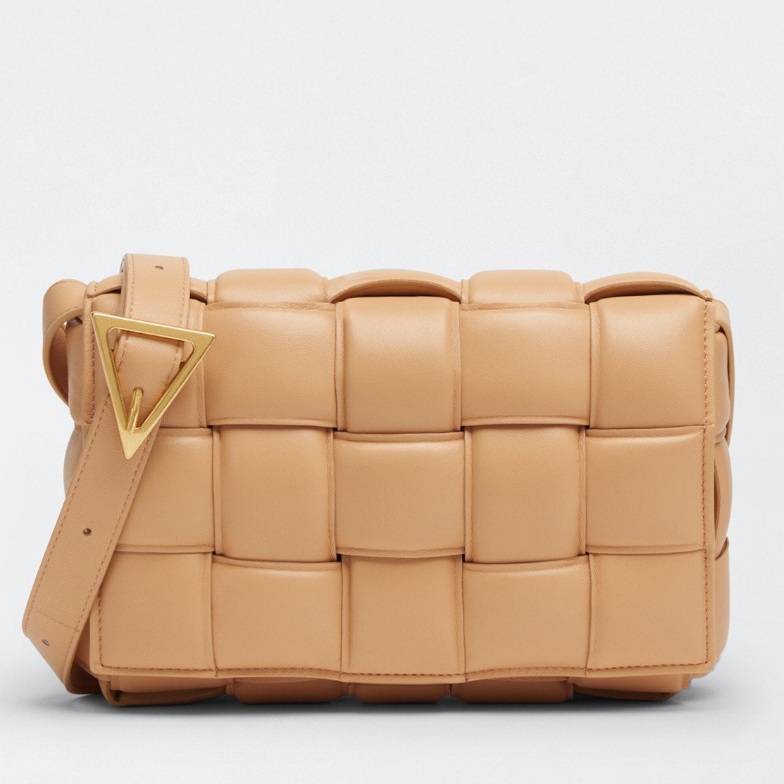 Bottega Veneta Padded Cassette Bag In Almond Intrecciato Lambskin