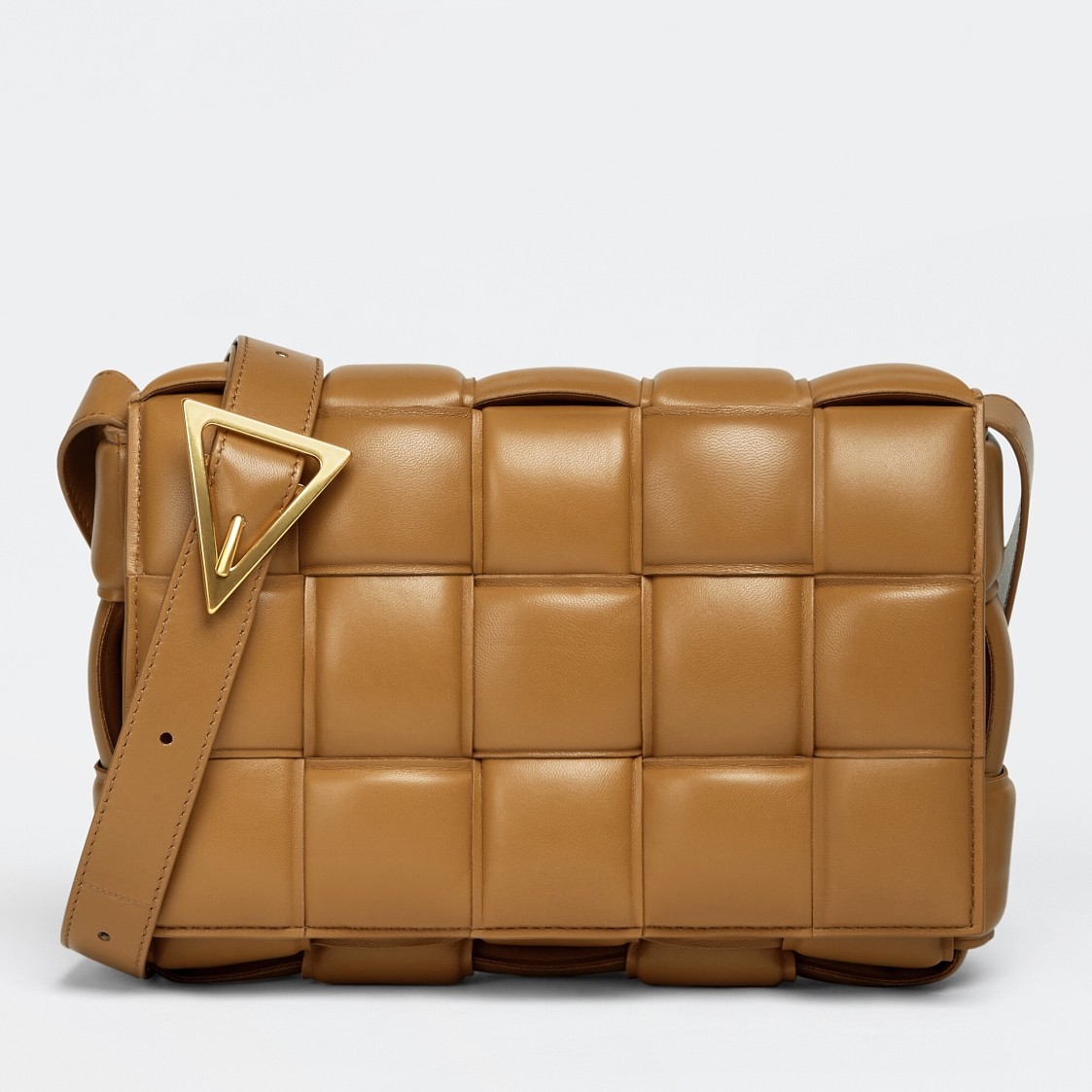 Bottega Veneta Padded Cassette Bag In Caramel Intrecciato Lambskin