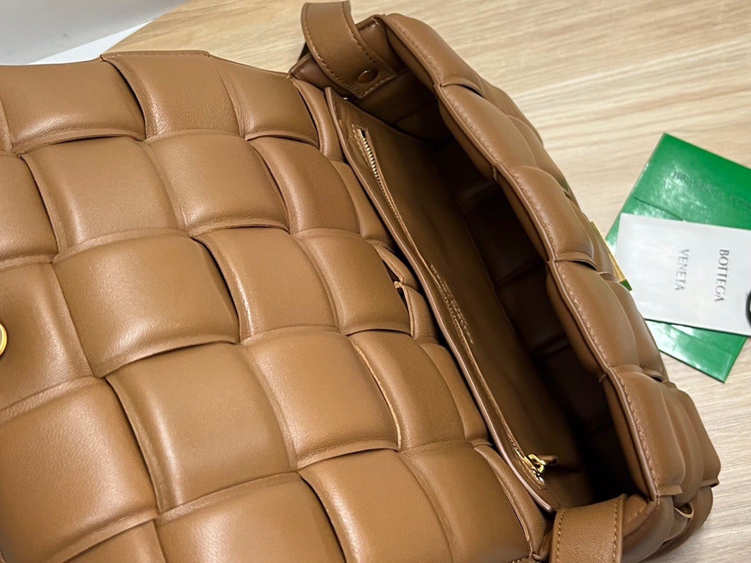 Bottega Veneta Padded Cassette Bag In Caramel Intrecciato Lambskin