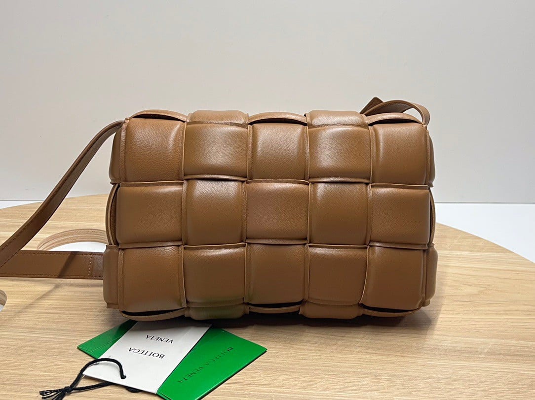 Bottega Veneta Padded Cassette Bag In Caramel Intrecciato Lambskin