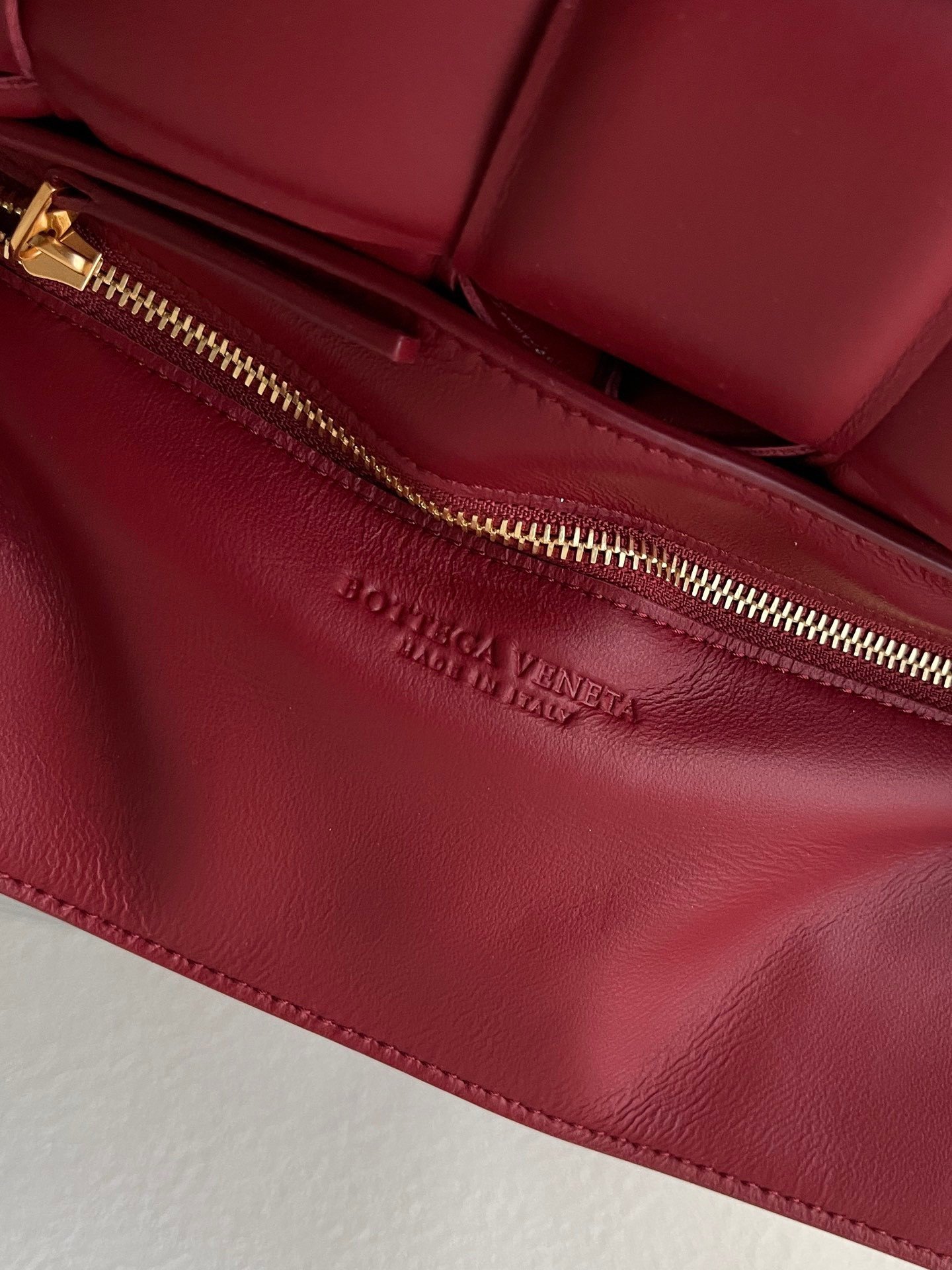 Bottega Veneta Padded Cassette Bag In Dark Red Intrecciato Lambskin