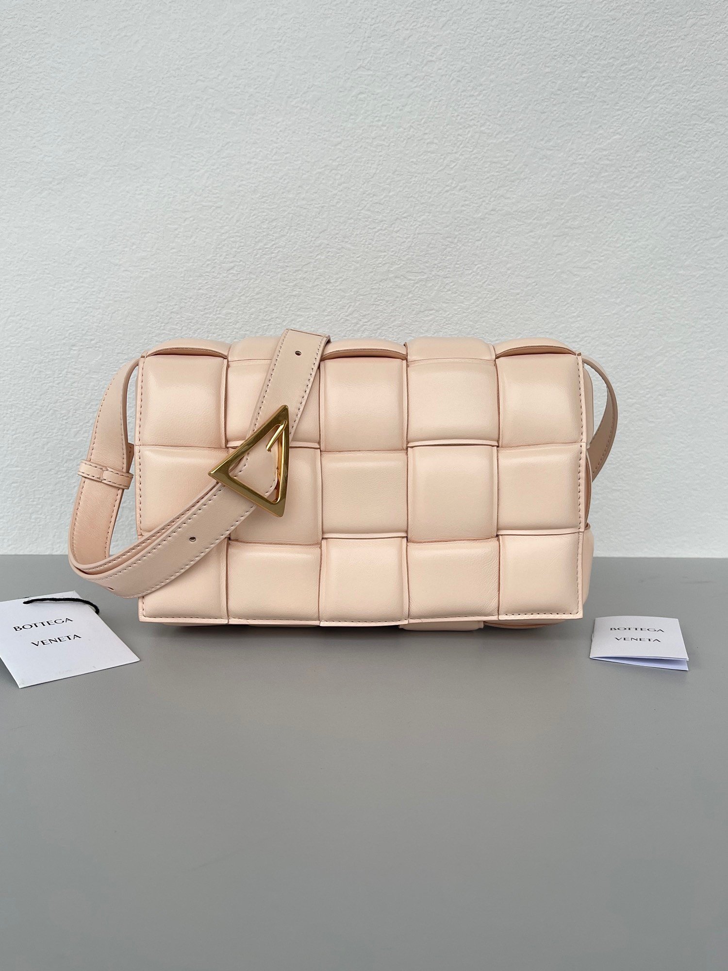 Bottega Veneta Padded Cassette Bag In Melon Intrecciato Lambskin