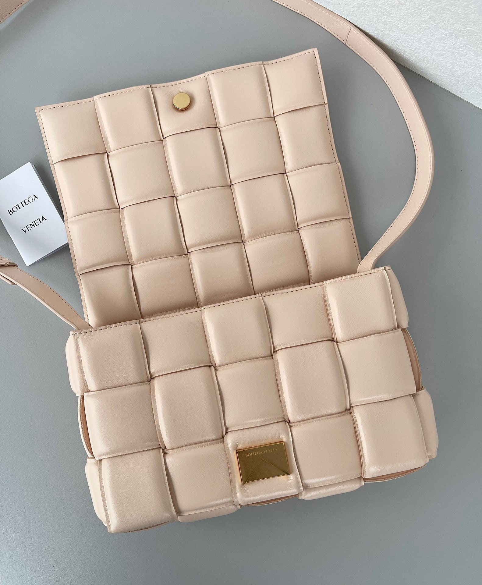 Bottega Veneta Padded Cassette Bag In Melon Intrecciato Lambskin