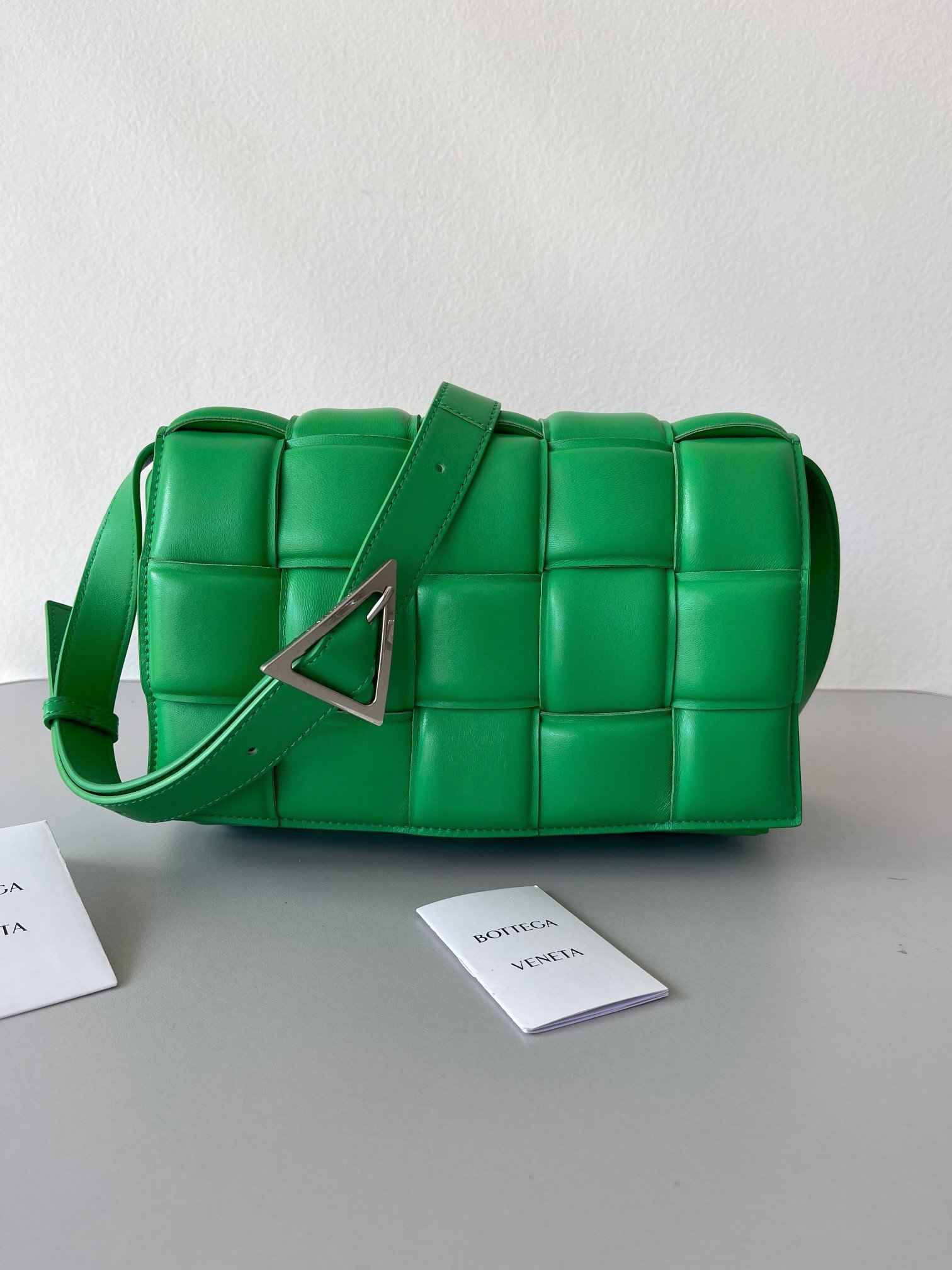 Bottega Veneta Padded Cassette Bag In Parakeet Intrecciato Lambskin