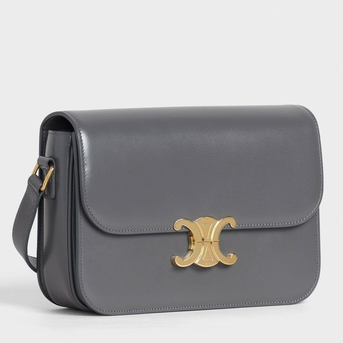 Celine Triomphe Medium Bag In Grey Smooth Calfskin