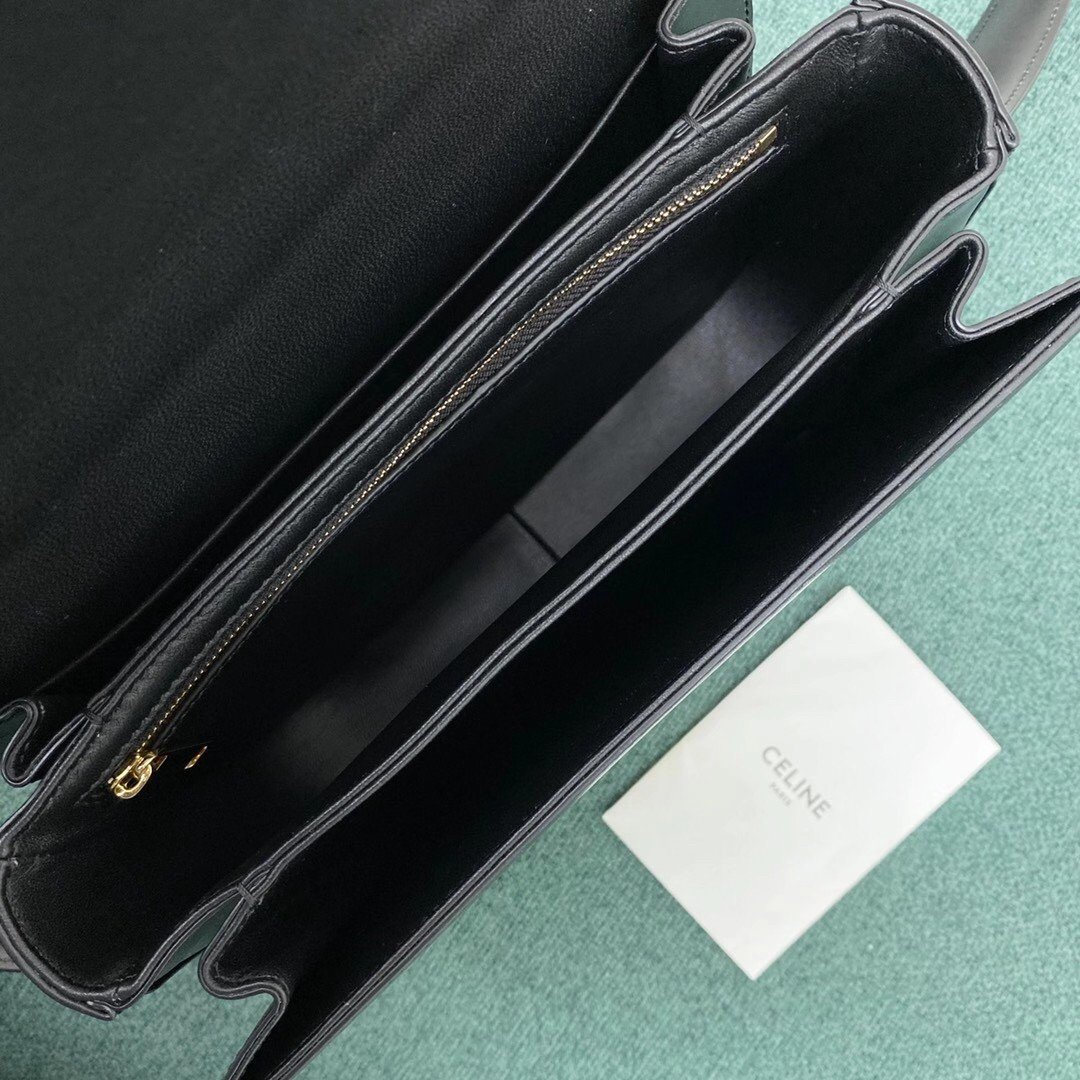 Celine Triomphe Medium Bag In Black Smooth Calfskin