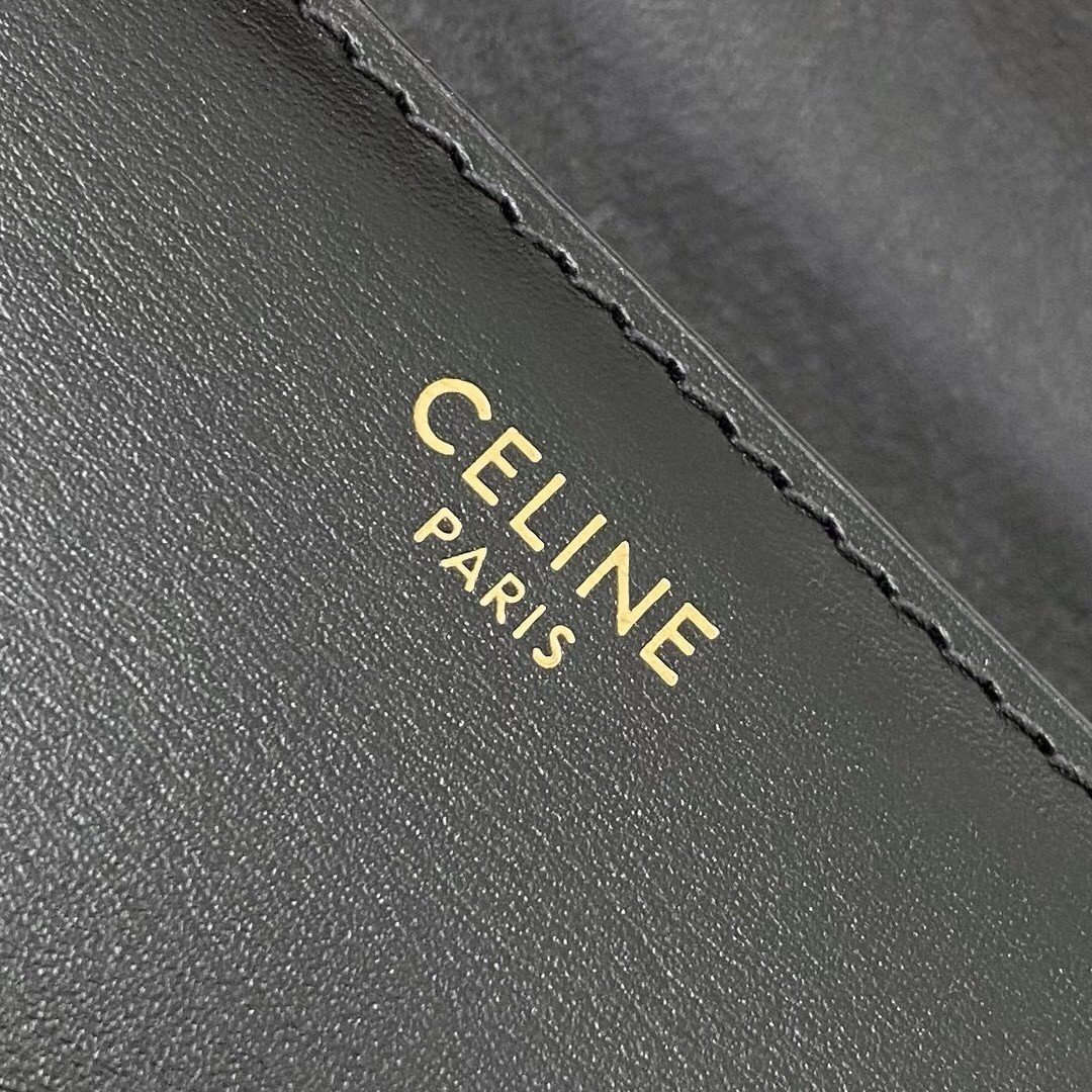 Celine Triomphe Medium Bag In Black Smooth Calfskin