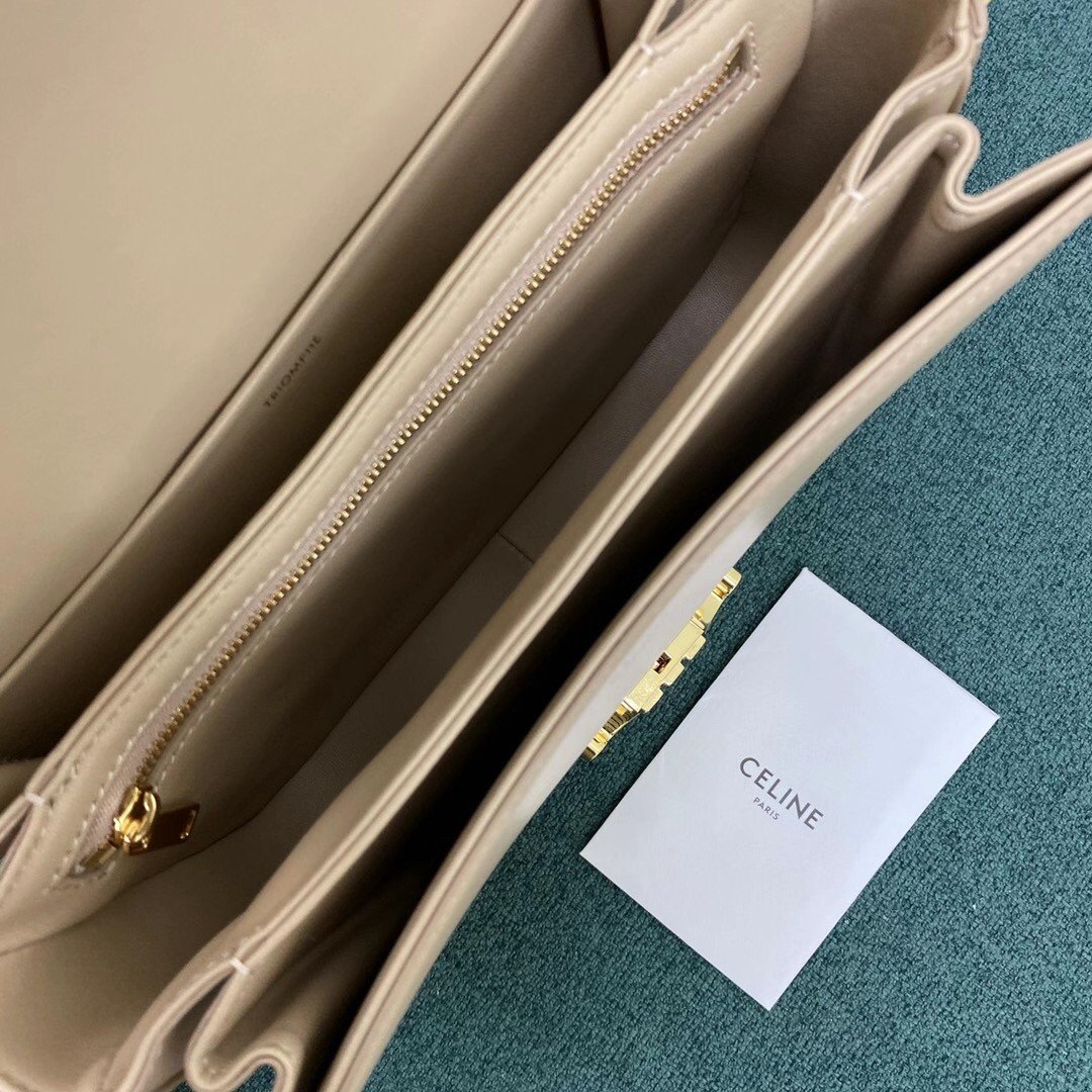 Celine Triomphe Medium Bag In Nude Smooth Calfskin