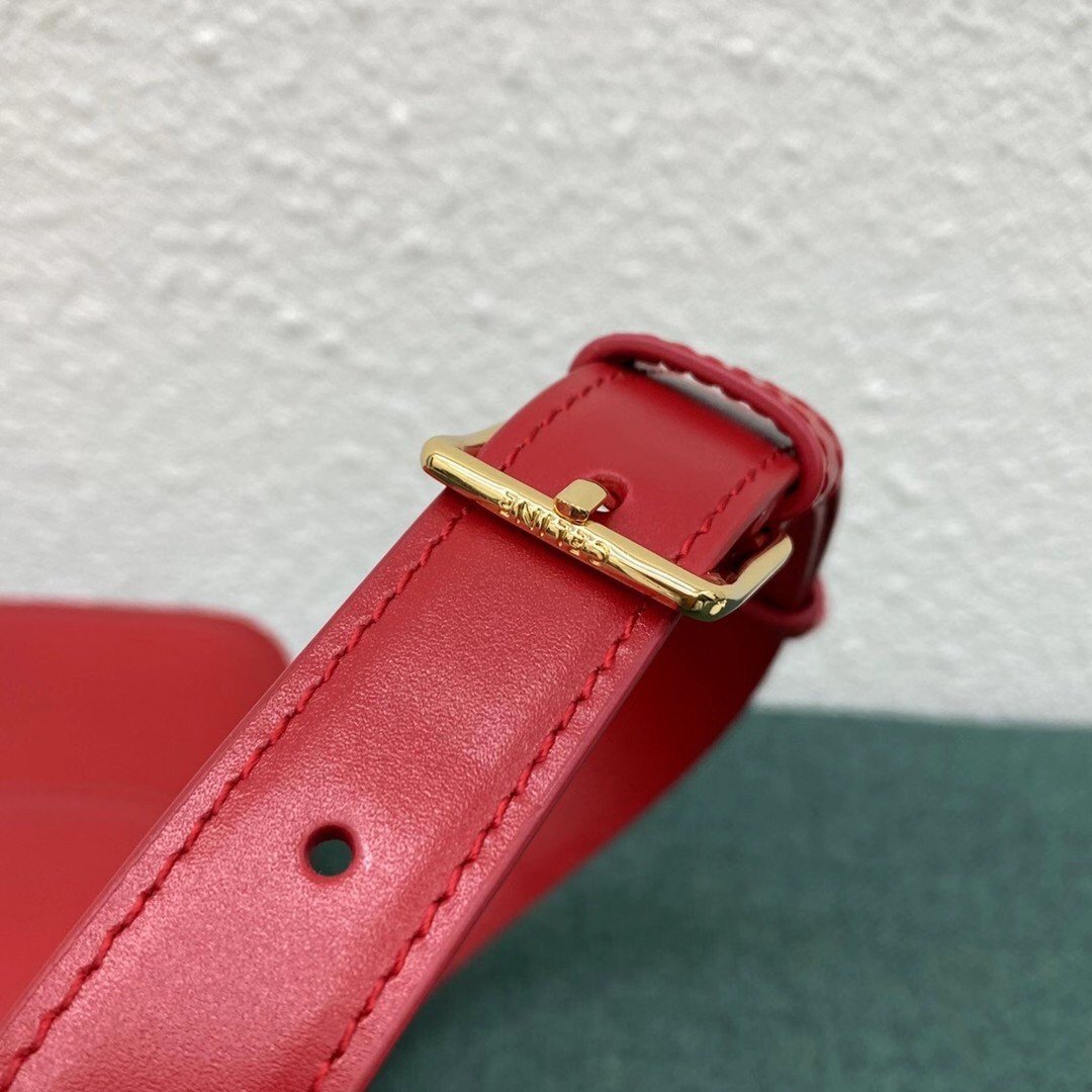 Celine Triomphe Medium Bag In Red Smooth Calfskin