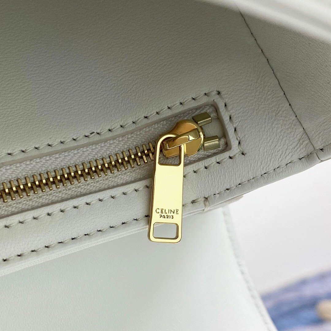 Celine Triomphe Medium Bag In White Smooth Calfskin