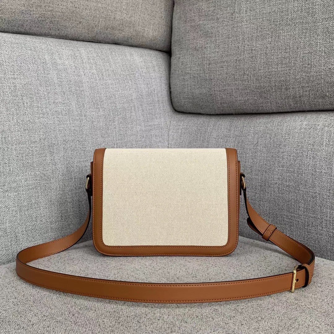 Celine Triomphe Medium Bag In Textile and Calfskin