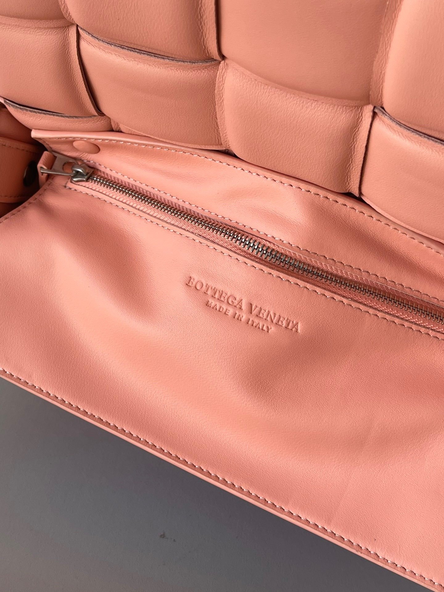 Bottega Veneta Padded Cassette Bag In Peachy Intrecciato Lambskin