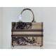 Dior Medium Book Tote Bag In Macro Toile de Jouy Tiger Embroidery