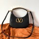 Valentino Stud Sign Hobo Bag In Black Calfskin