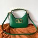 Valentino Stud Sign Hobo Bag In Green Calfskin