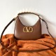 Valentino Stud Sign Hobo Bag In Dark Brown Calfskin