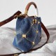 Valentino Roman Stud Small Top Handle Bag In Denim