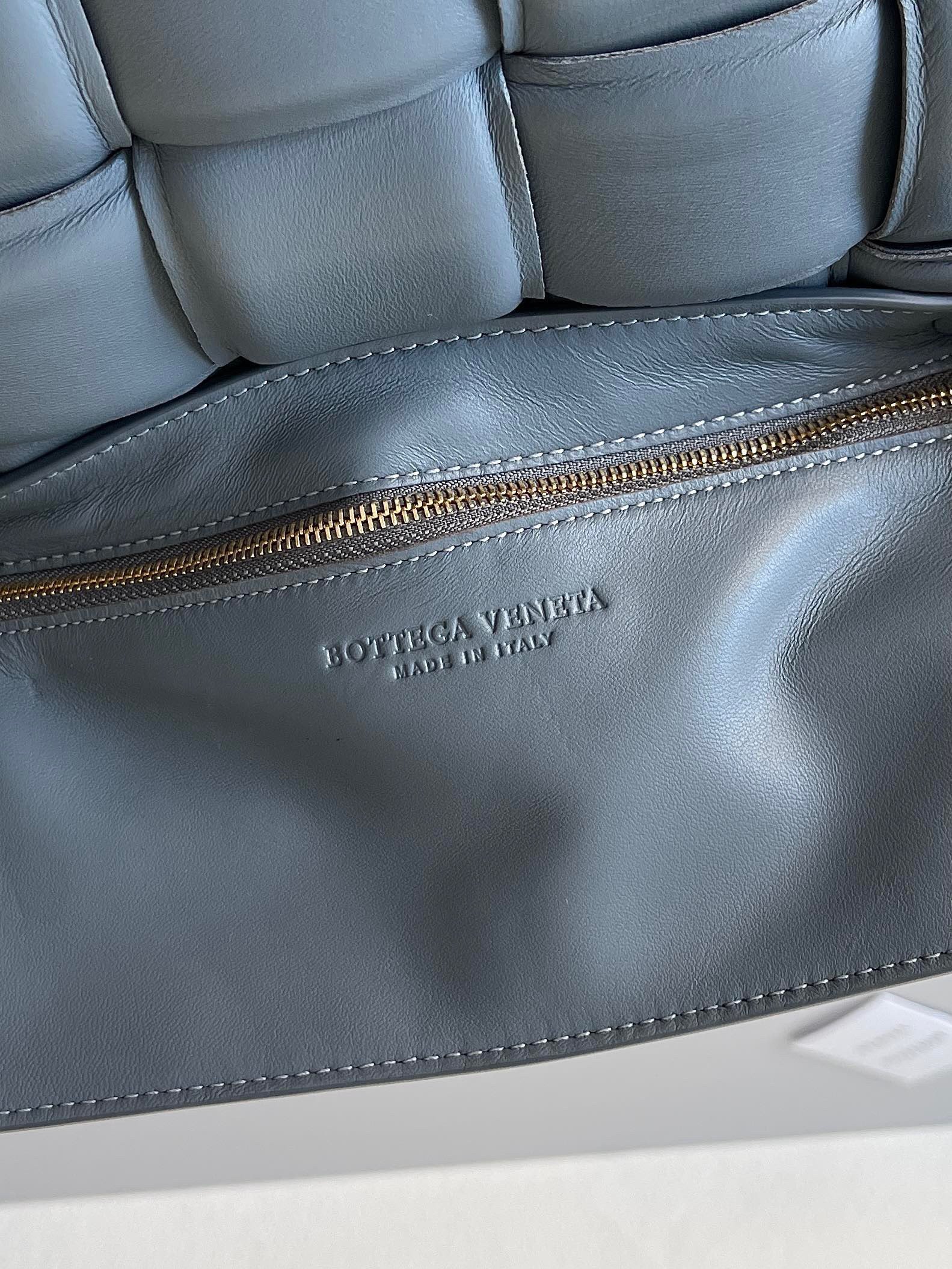 Bottega Veneta Padded Cassette Bag In Thunder Intrecciato Lambskin