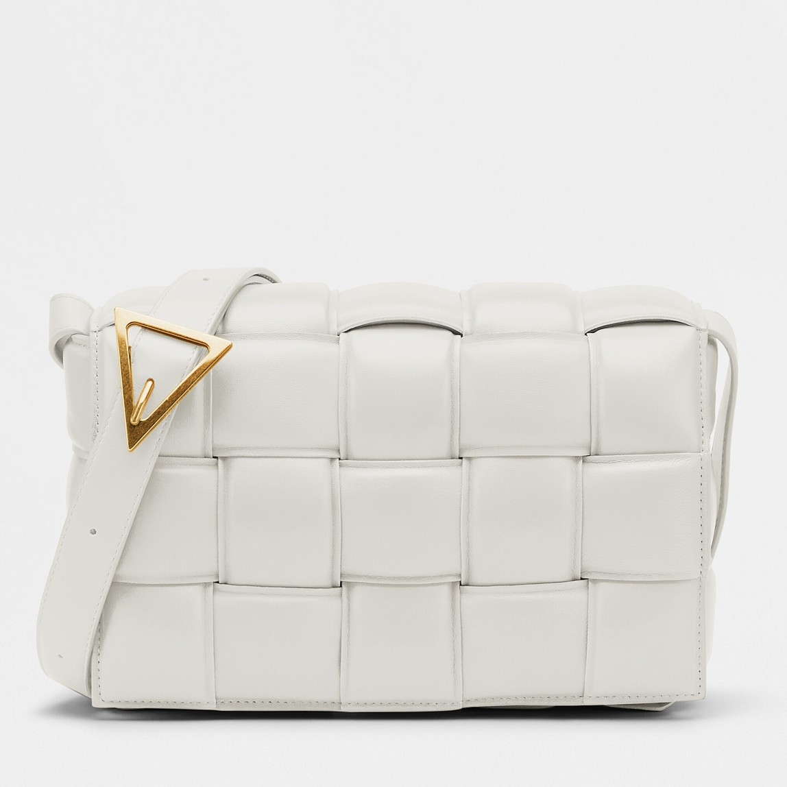 Bottega Veneta Padded Cassette Bag In White Intrecciato Lambskin