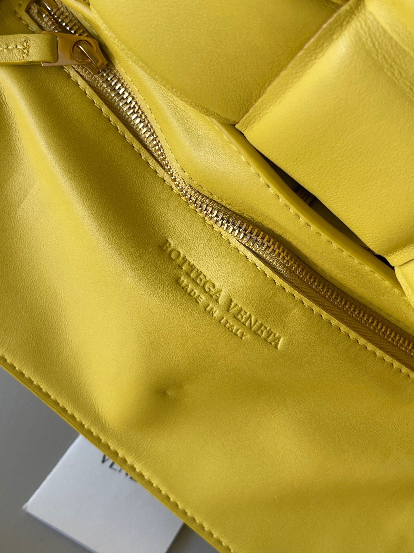 Bottega Veneta Padded Cassette Bag In Yellow Intrecciato Lambskin