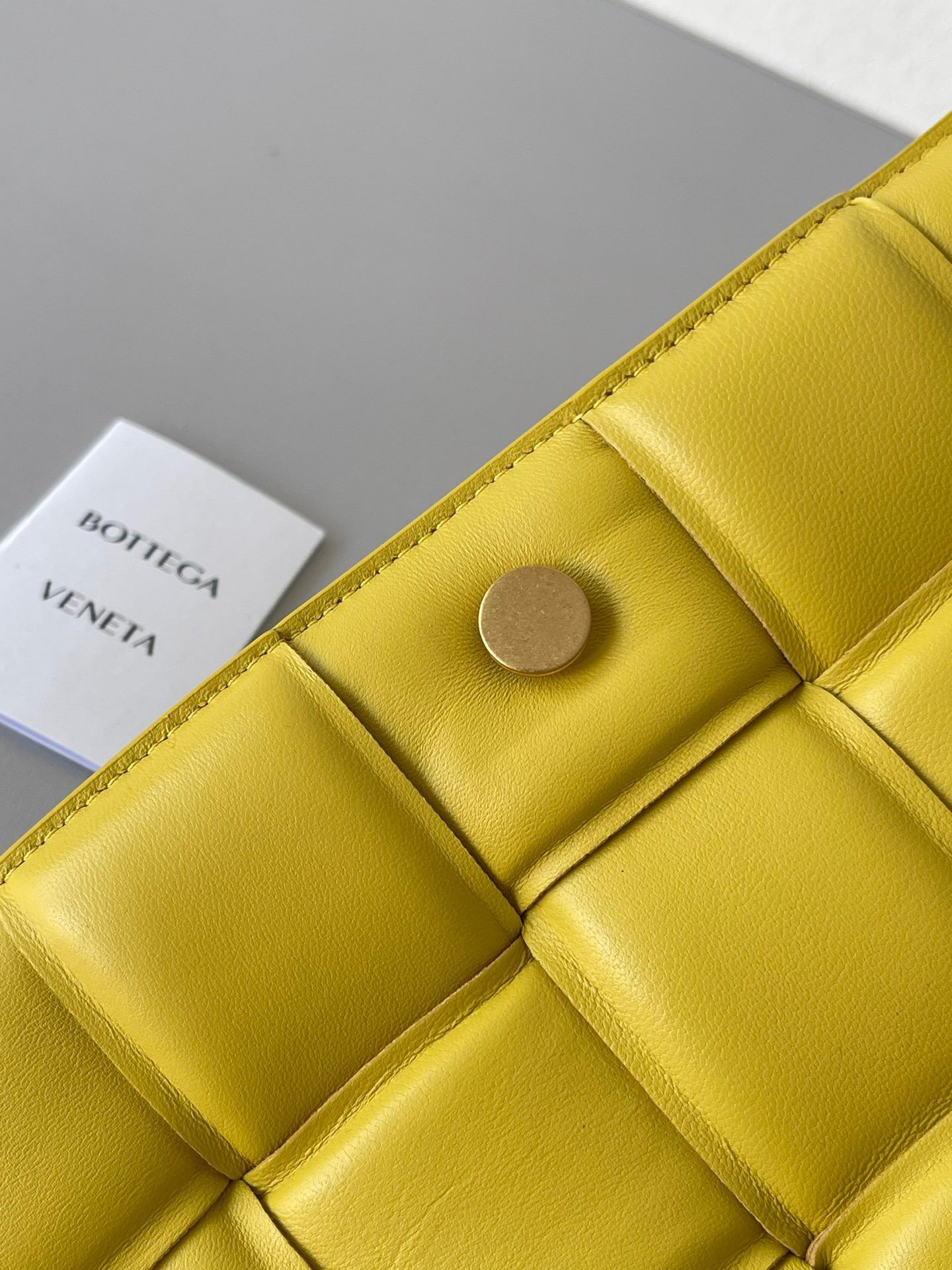 Bottega Veneta Padded Cassette Bag In Yellow Intrecciato Lambskin