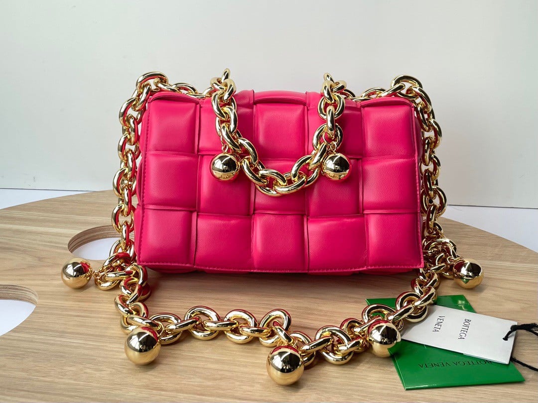 Bottega Veneta Chain Cassette Bag In Lollipop Intrecciato Lambskin