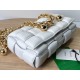 Bottega Veneta Chain Cassette Bag In White Intrecciato Lambskin