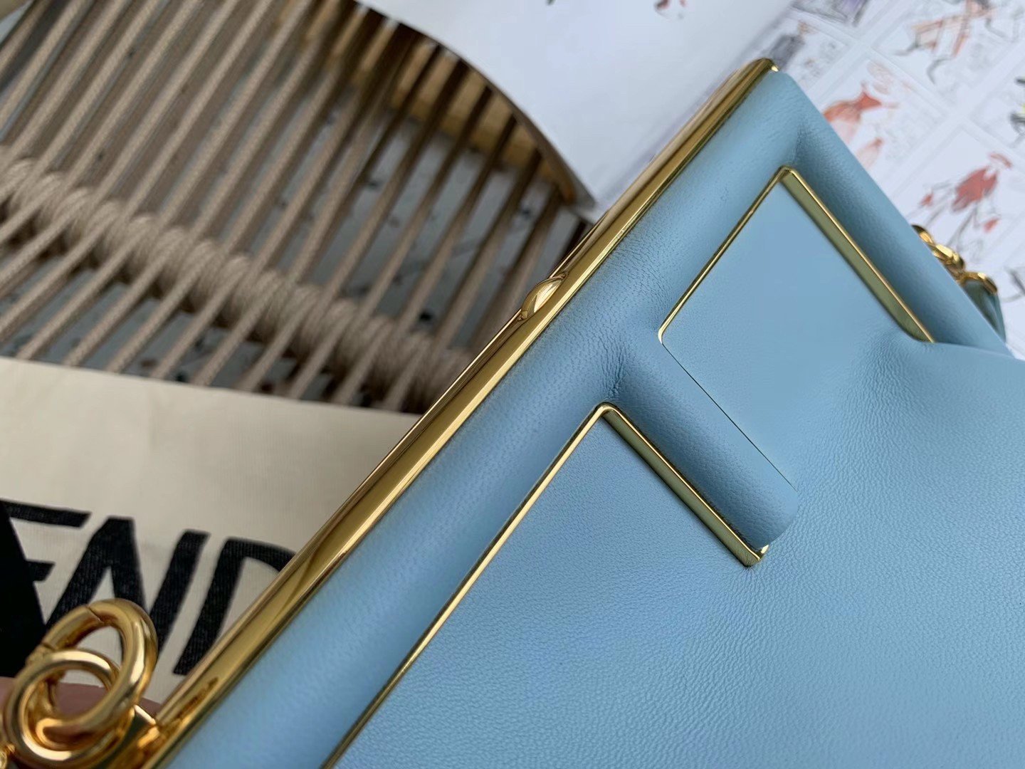 Fendi First Small Bag In Light Blue Nappa Leather