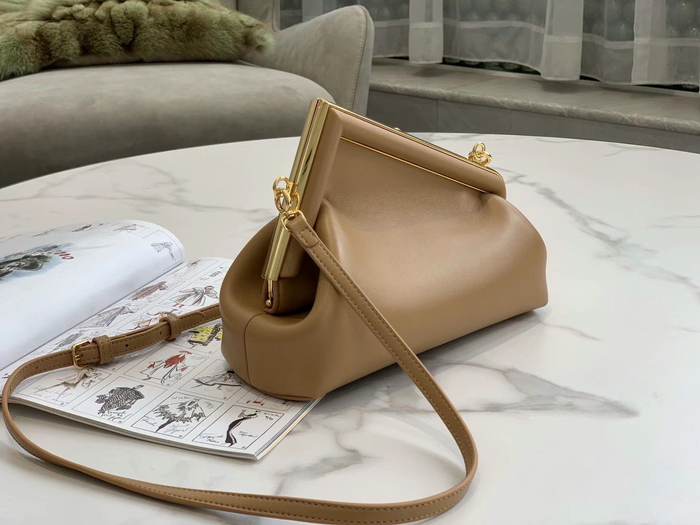 Fendi First Small Bag In Light Brown Nappa Leather