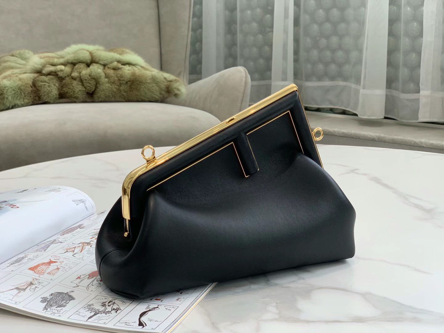 Fendi First Small Bag In Black Nappa Leather