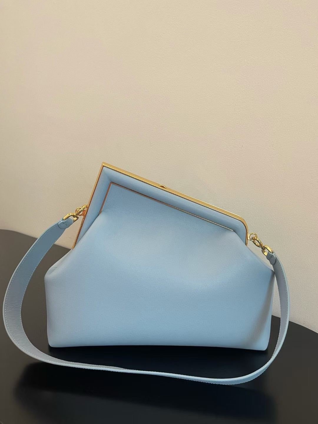 Fendi First Medium Bag In Light Blue Nappa Leather