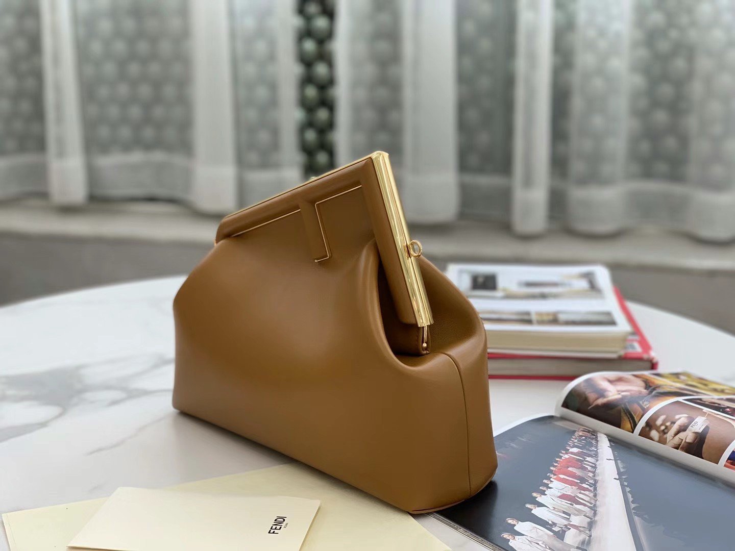 Fendi First Medium Bag In Brown Nappa Leather