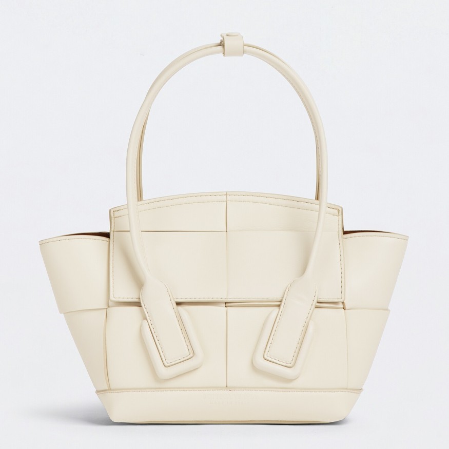 Bottega Veneta Arco Mini Bag In White Intrecciato Calfskin