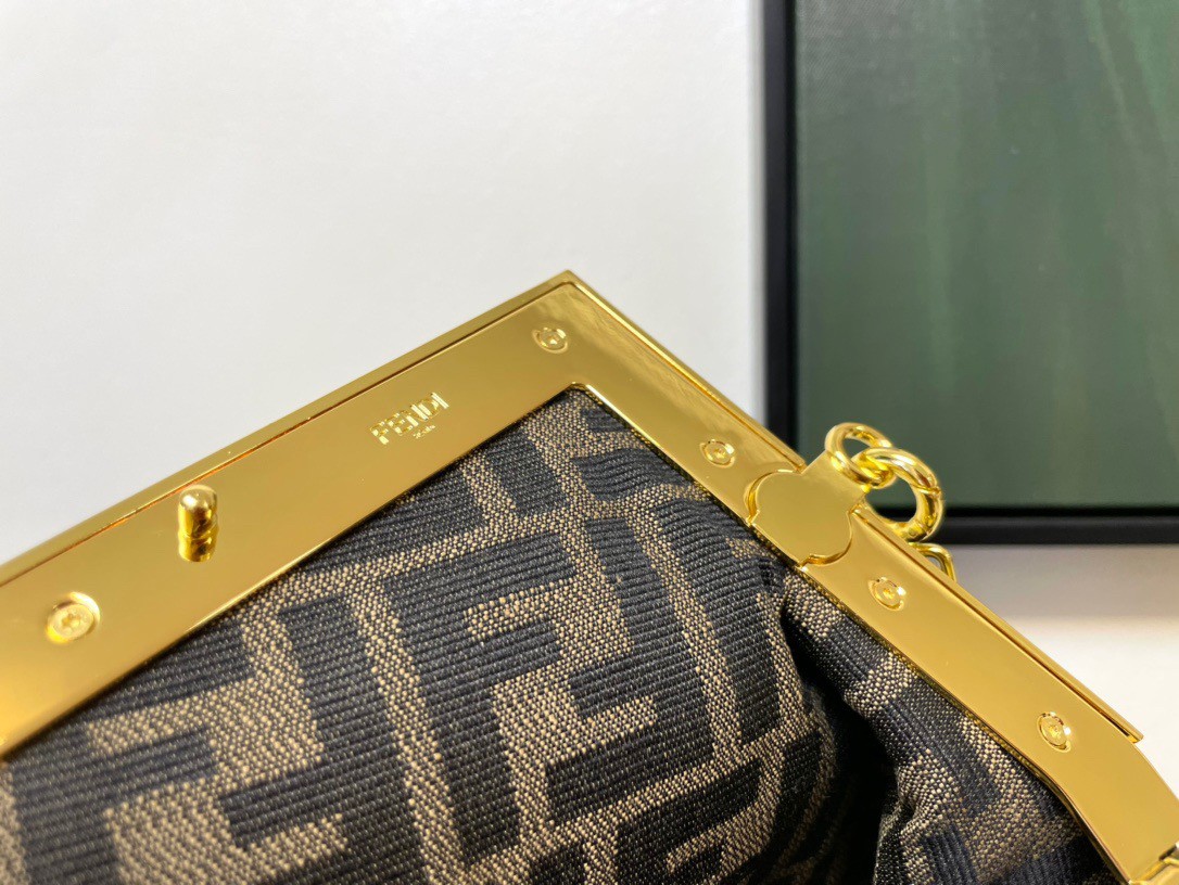 Fendi First Small Bag In Black Nappa Leather with Python F