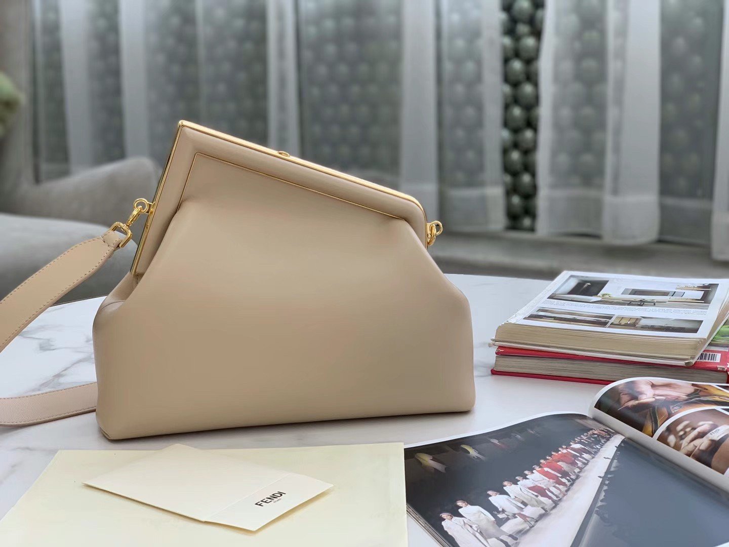 Fendi First Medium Bag In Beige Nappa Leather