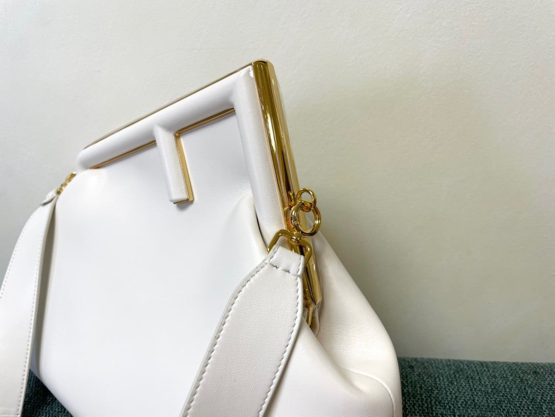 Fendi First Medium Bag In White Nappa Leather