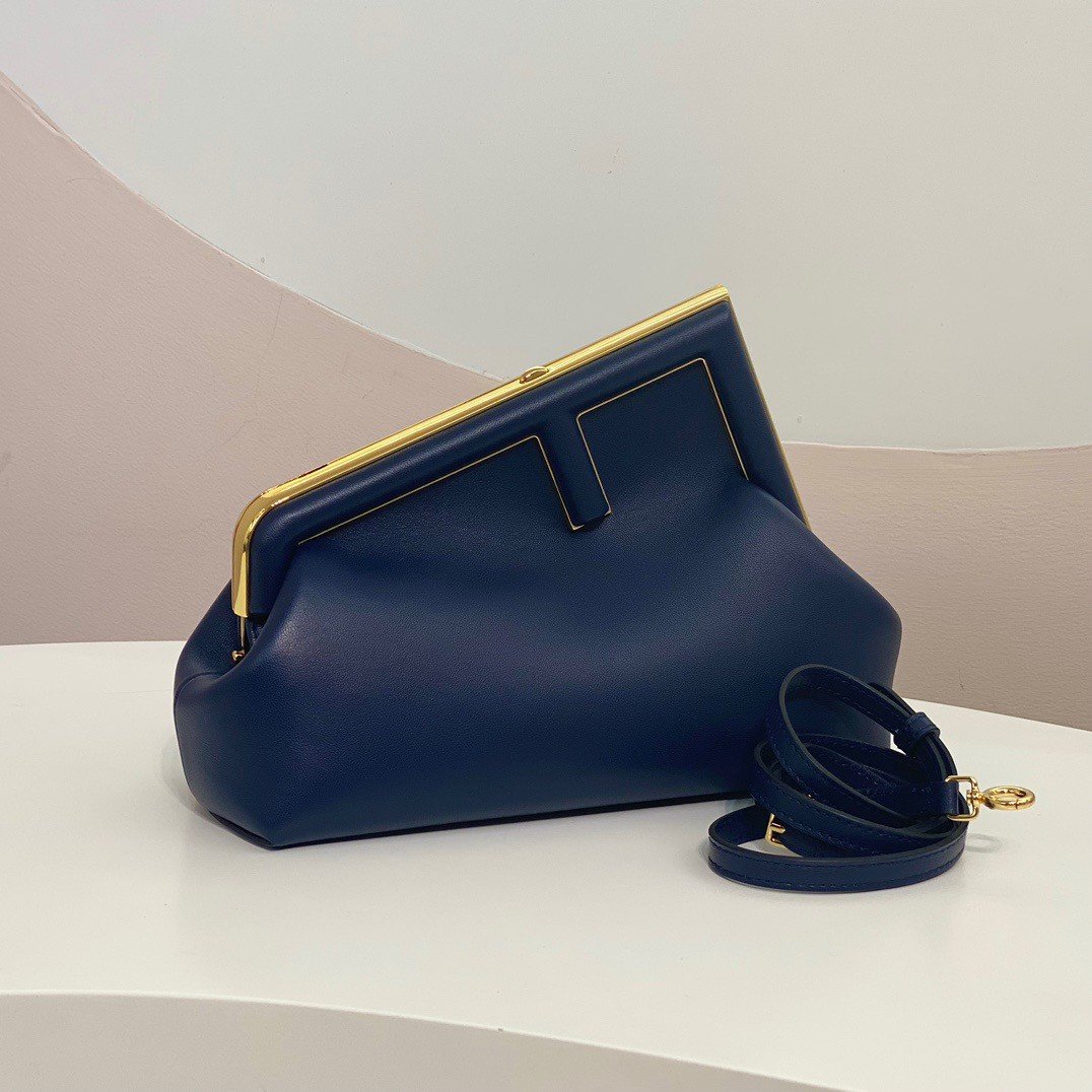 Fendi First Small Bag In Dark Blue Nappa Leather