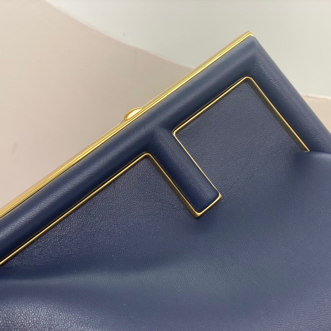 Fendi First Small Bag In Dark Blue Nappa Leather