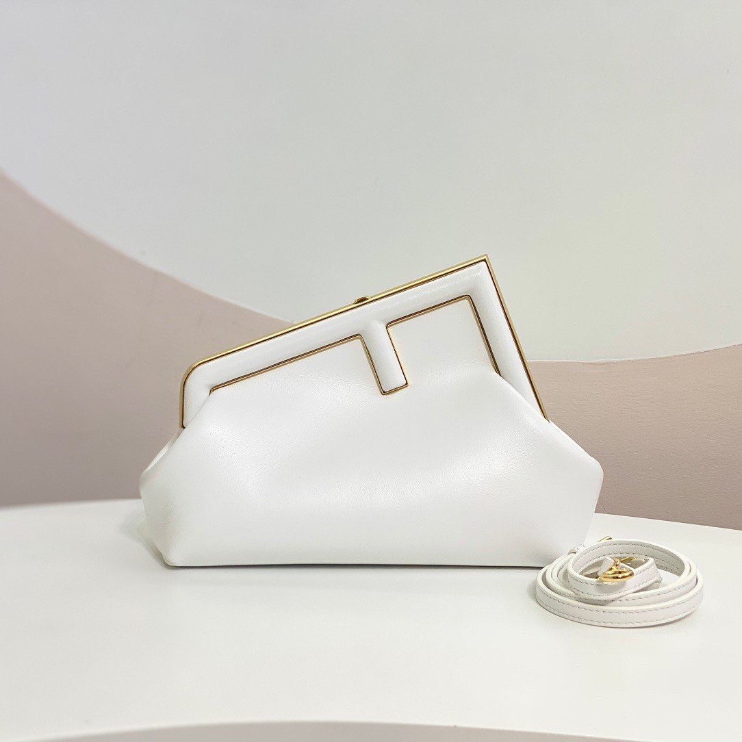 Fendi First Small Bag In White Nappa Leather