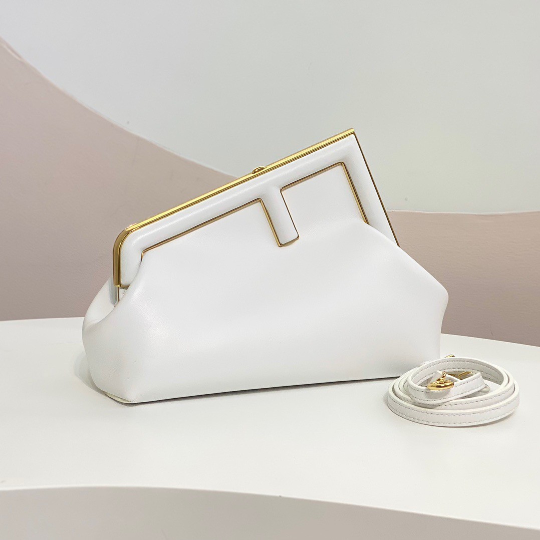 Fendi First Small Bag In White Nappa Leather