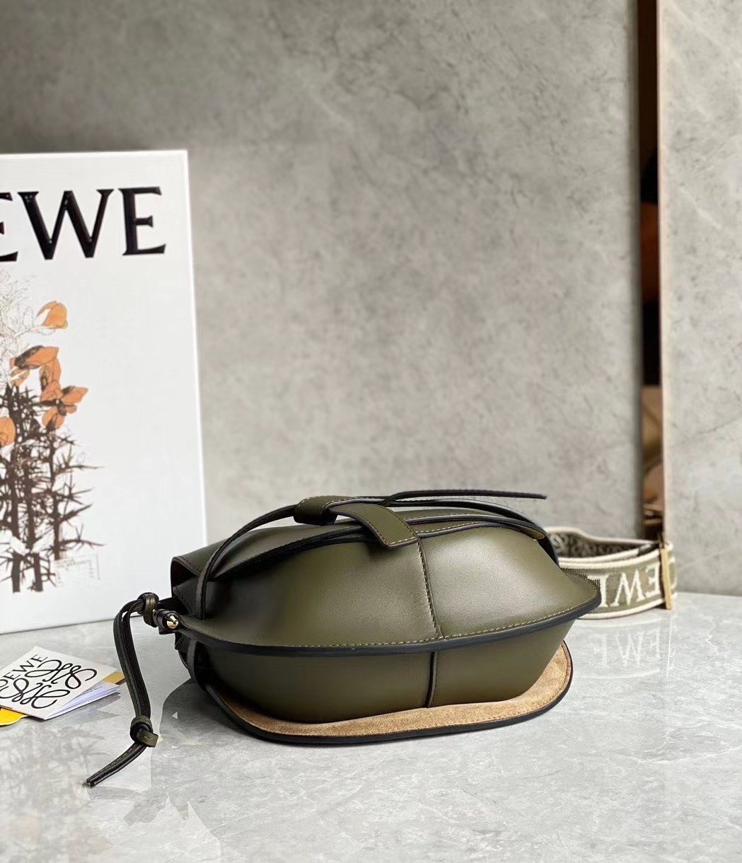 Loewe Gate Small Bag In Green Calfskin and Jacquard