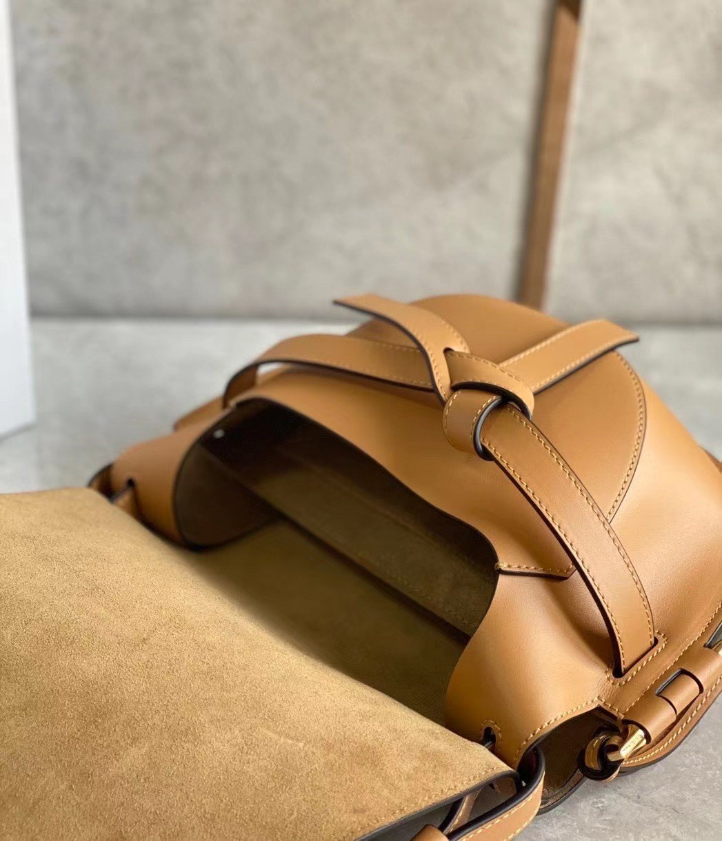 Loewe Gate Small Bag In Brown Calfskin and Jacquard