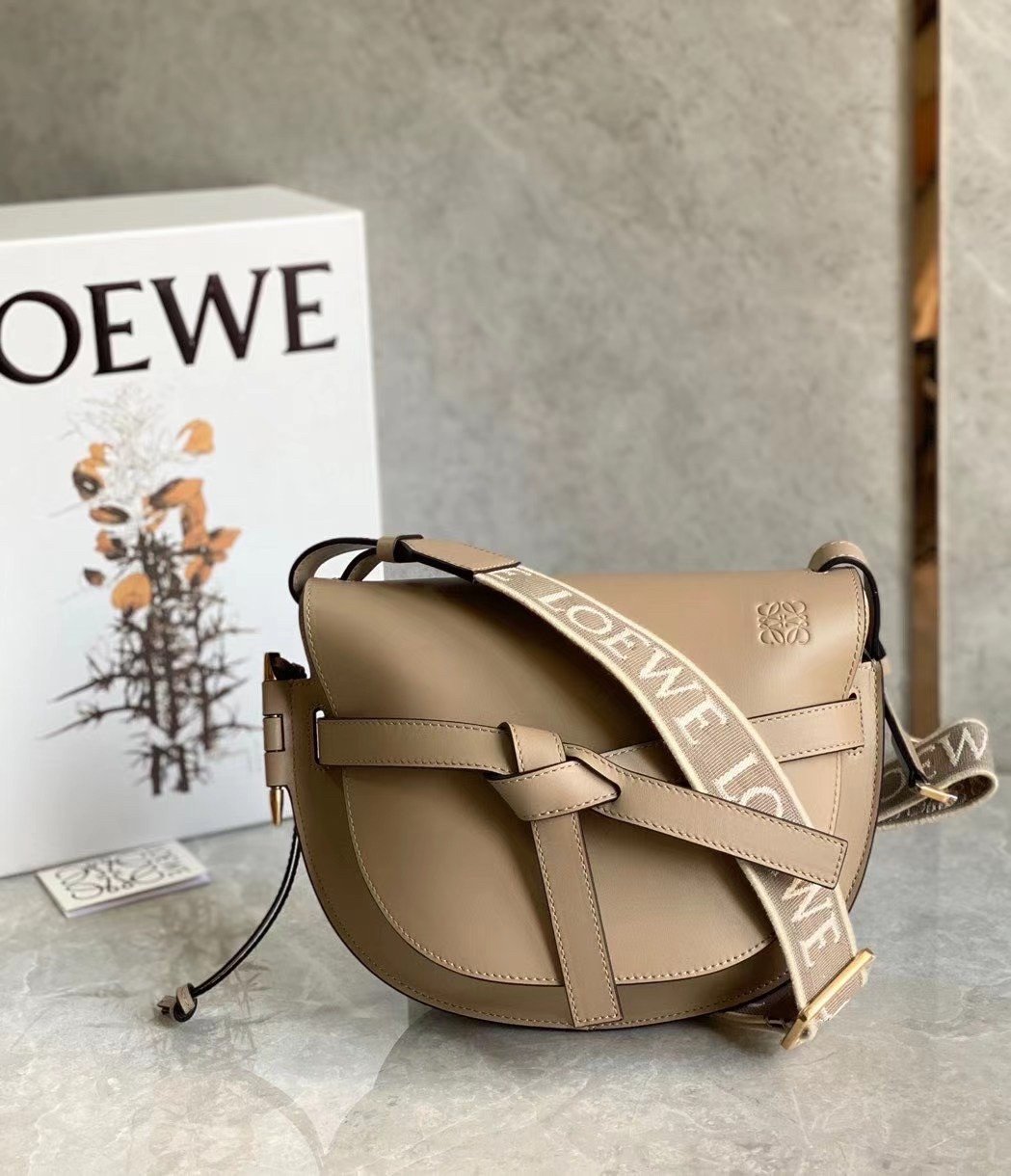 Loewe Gate Small Bag In Sand Calfskin and Jacquard