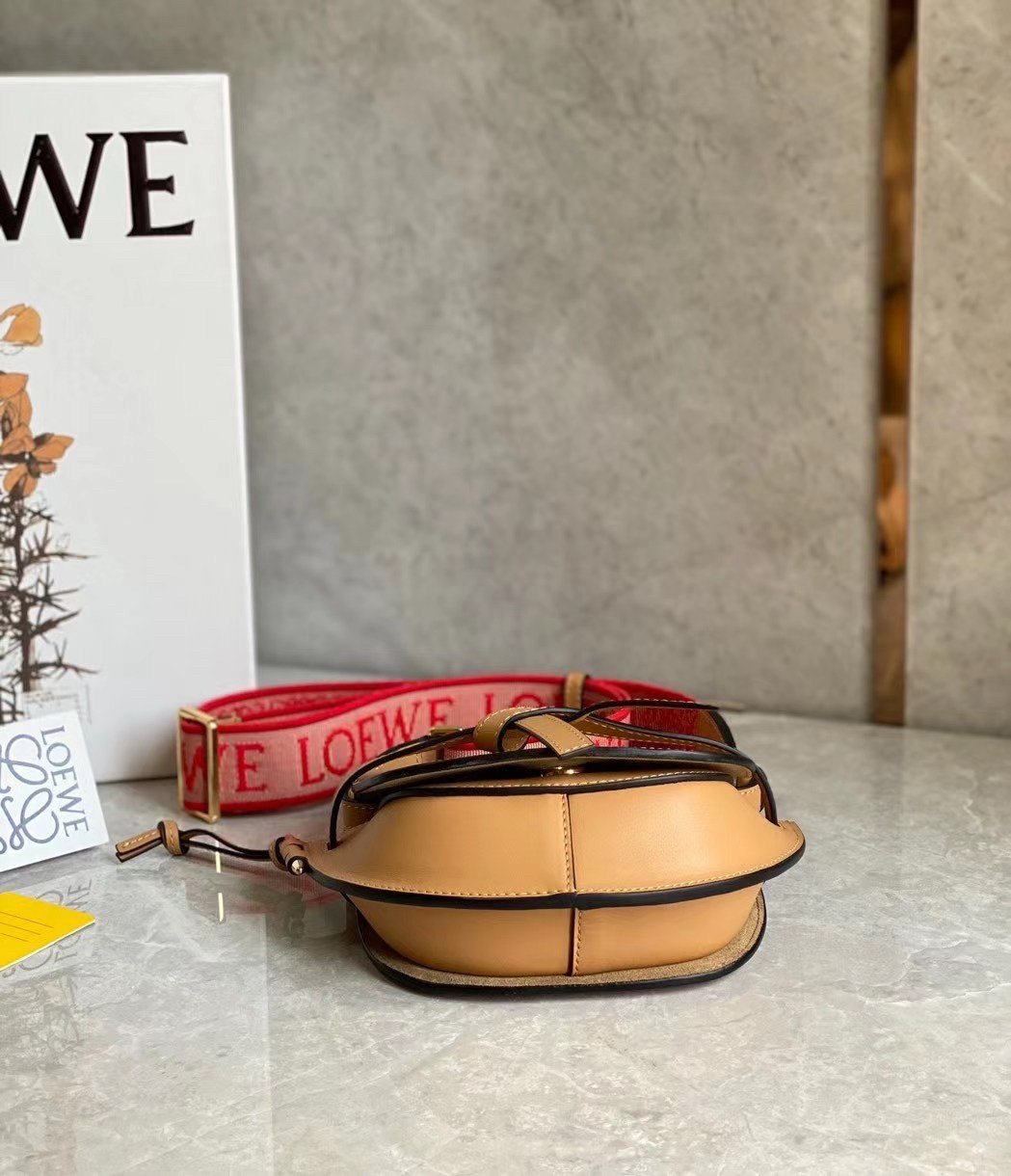 Loewe Gate Dual Mini Bag In Brown Calfskin